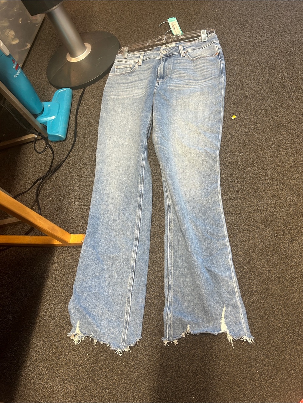 PAIGE Light Blue Frayed Hem Wide-Leg Jeans OLIJB